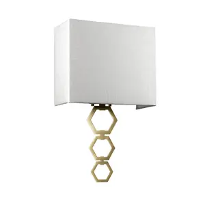 Elstead Ria Medium 1 Light Wall Light, Aged Brass, Ivory Faux Silk Shade