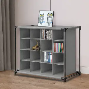 16 Grids Grey Shoe Storage Cabinet Cube Shoe Organizer Display Shelf