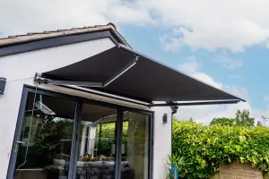 3 x 2.5m Electric Awning with LED Lights - Dark Grey