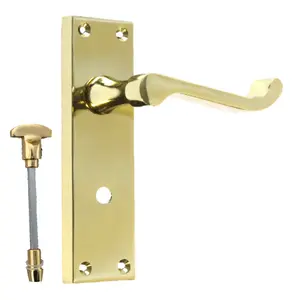 Door Handles Victorian Scroll Lever Bath Lock - Brass Pack 150 x 40mm