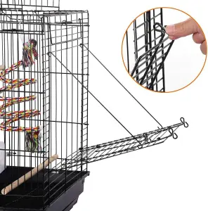 Metal Open Top Bird Cage for Small Parrot Finch Canary Canary Parakeet Cockatiel Travel Cage Blac