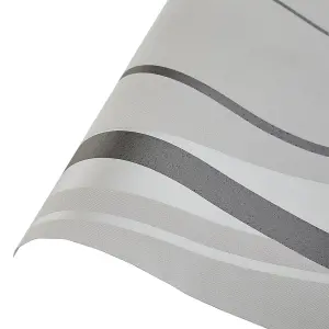 Silver Grey Non Woven Patterned Wallpaper Wavy Striped Wallpaper Roll 5m²