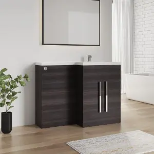 SunDaze Charcoal Bathroom Combined Furniture 1100mm L Shape Vanity Unit Right Handed with Basin Sink