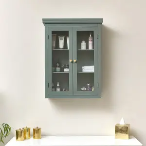 Melody Maison Green Glass Fronted Wall Cabinet 75cm x 57cm