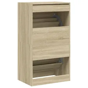 Berkfield Shoe Cabinet with 2 Flip-Drawers Sonoma Oak 60x42x108 cm