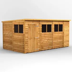 8.5 ft. W x 14.1 ft. D Solid Wood Overlap Pent Garden Shed