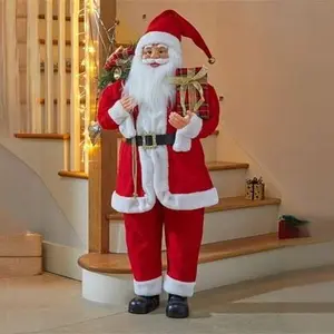 Marco Paul Interiors Traditional 110cm Standing Santa Claus Christmas Decorations Indoor Home Xmas Decorations Festive Figure Father Christmas