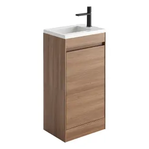 Rigel Natural Oak Floor Standing Cloakroom Vanity Unit with Resin Basin (W)44cm (H)87cm