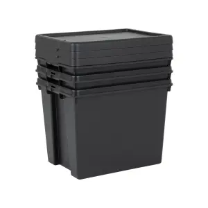 3 x Wham Bam 24L Stackable Recycled Plastic Storage Box & Lid Black