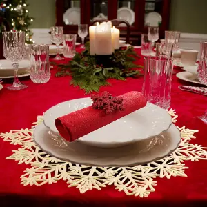 6pc Snowflake Placemats & Coaster Set - Gold