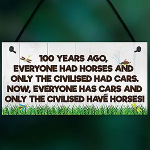 Red Ocean Civilised Horses Funny Barn Stable Door Pony Gift Haging Plaque Equestrian Sign