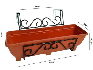 Adjustable Balcony/Fence Holder - Terracotta Trough