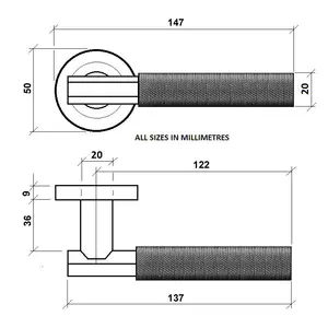 Z751 Hexagon Knurled Lever Rose Door Handles in Satin Nickel - Handlestore