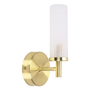 ValueLights Canya Gold Wall Light Glass Shade LED Bathroom Lamp