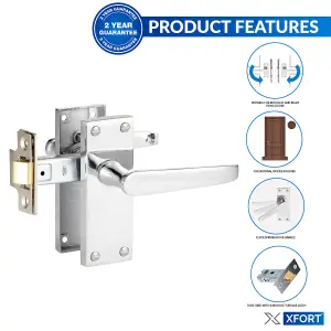 XFORT Lever Latch Flat Polished Chrome Door Handles, 4 Pair