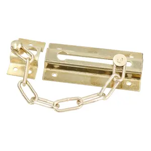 110mm Security Door Chain Slide Lock Guard Bolt Safety Catch Brass Plated