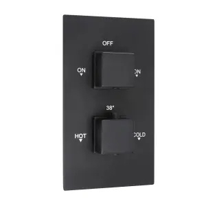 Matt Black Square Concealed Thermostatic Shower Valve Rainfall Set