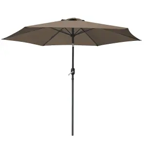 SunDaze Taupe 2.5M Round Garden Parasol Outdoor Patio Umbrella, Base Weights & Weather Protective Cover