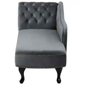 Left Hand Chaise Lounge Velvet Grey NIMES