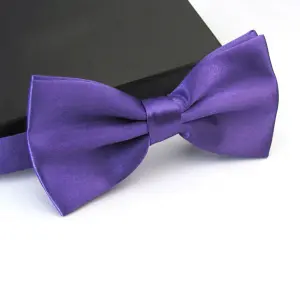 Purple Satin Polyester Bow Tie for Casual & Formal Wear, Wedding Party Accessory