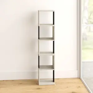 Chane Wall-Mounted Bookcase with 5 Shelves | Modern Storage Unit for Home or Office White/Anthracite