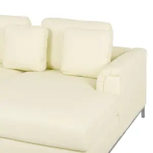 Left-Hand Corner Sofa OSLO Beige Leather Left Hand