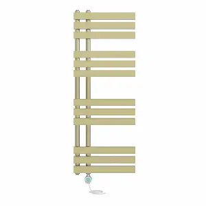 Rinse Bathrooms Designer Electric Thermostatic Heated Towel Rail D Shape Bathroom Radiator Warmer 1200x450mm Brushed Brass