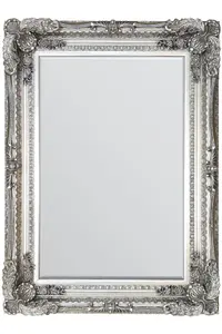 MirrorOutlet Carved Louis Silver Antique Style Wall Mirror 120 x 90