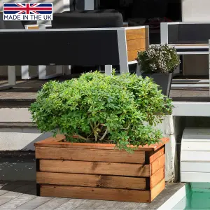 Set of 2 HORTICO™ Wooden Planter, 57cm Long Trough Planter, Made in the UK Scandinavian Red Wood Outdoor Plant Pots L57 W33 H31 cm