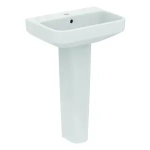 Ideal Standard i.life S Gloss White Rectangular Floor-mounted Full pedestal Basin (H)84.5cm (W)50cm