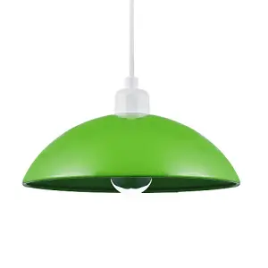 Industrial Retro Designer Lime Green Gloss Disc Metal Ceiling Pendant Lamp Shade