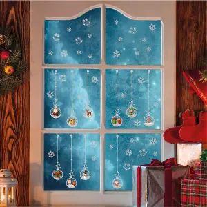 Walplus Matt Silver Christmas Ornaments Window Clings Rooms Décor