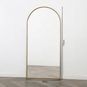 Arch Metal Floor Mirror Gold