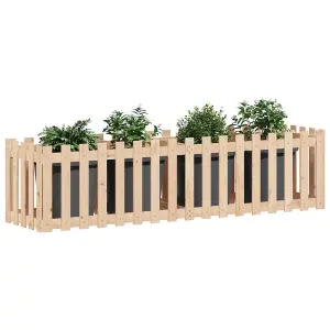 Berkfield Garden Raised Bed with Fence Design 200x50x50 cm Solid Wood Pine