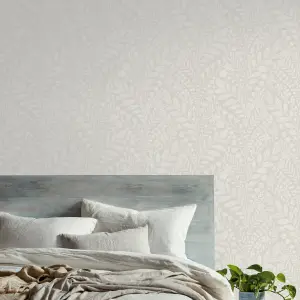 GoodHome Dryade Grey Leaves Textured Wallpaper Sample