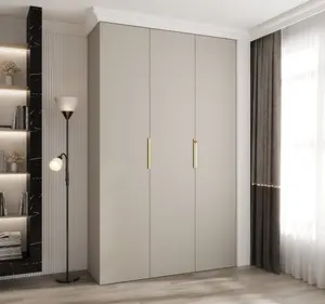 Elegant Cashmere Como IV Hinged Door Wardrobe H2460mm W1500mm D500mm, Three Doors, Eleven Shelves, Two Hanging Rails, Gold Handles