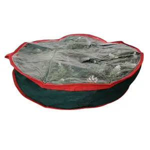 65cm Green Christmas Wreath Decoration Storage Bag with Zip and Carry Handle