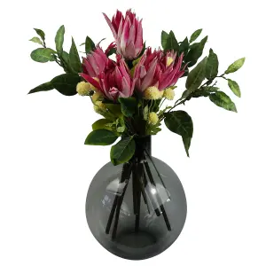 Pack of 6 x 65cm Protea Sugarbush Flower Stem - Pink