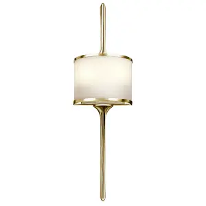 IP44 Twin Wall Light Mid Way Integral Glass Shade Polished Brass LED G9 3.5W