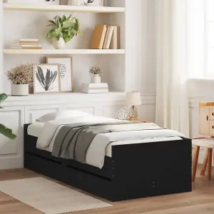 Berkfield Bed Frame with Drawers without Mattress Black 100x200 cm