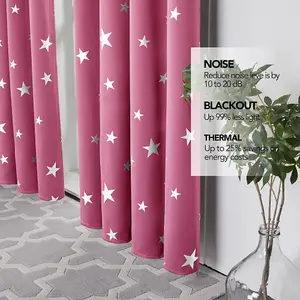 Deconovo Pink Blackout Curtains Eyelet Thermal Insulated Foil Printed Blackout Curtains for Livingroom 46 x 90 Inch 1 Pair