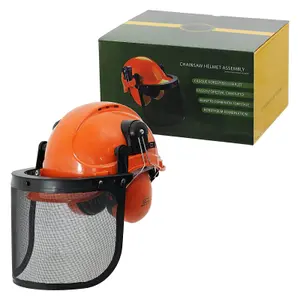 SPARES2GO Chainsaw Safety Helmet with Mesh Visor and Ear Muffs