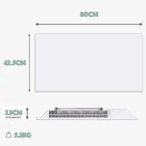 MYLEK Panel Space Heater White 1.5KW Eco, Smart and WiFi App Slimline Low Energy - Wall Mounted, Bathroom IPX4