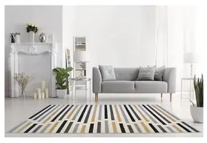 Abstract Collection Stripe Design Rug in Multicolour  R469A