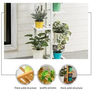 White 5 Tier Wooden Plant Shelving Unit Display Stand Indoor Outdoor 1030mm(H)