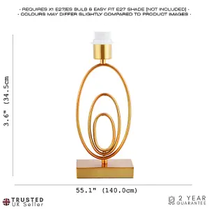 Sleek Three-Oval Ring Design Table Lamp Base in Eye Catching Brushed Gold Metal