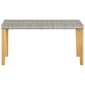 Berkfield Garden Bench 120 cm Grey Poly Rattan and Solid Acacia Wood