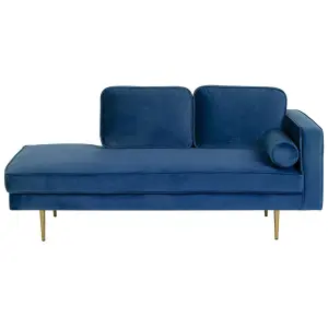 Right Hand Velvet Chaise Lounge Navy Blue MIRAMAS