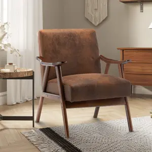 Faux Leather Suede Brown Selma Accent Chair