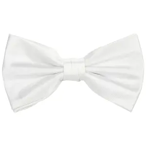 White Satin Polyester Bow Tie for Casual & Formal Wear, Wedding Party Accessory